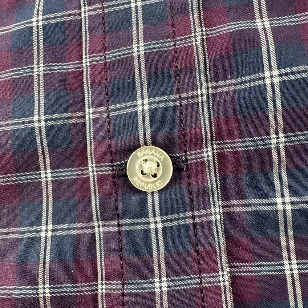 Banana Republic Men's Purple Slim Flex Fit Tech Stretch Cotton Shirt Size Medium